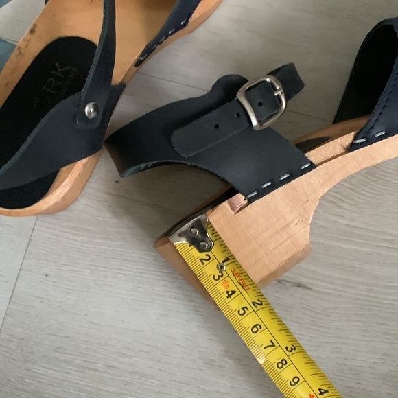 BJORK Mila Swedish comfort Wood Clog Sandals Sz 37 two tones wedges boho leather - Picture 10 of 10